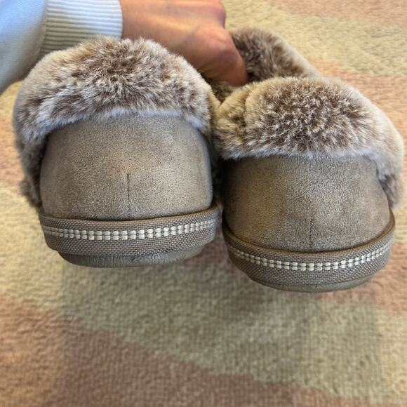 Skechers Cozycore Campfire Fresh Toast Slippers Dark Taupe Faux Fur Lined Hygge - Picture 6 of 8